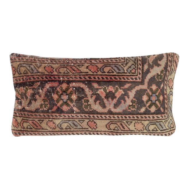 12"x24" Vintage Handmade Wool Rug Cushion Cover. Rug Pillow. Lumbar Pillow Cover For Sale
