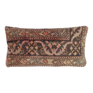12"x24" Vintage Handmade Wool Rug Cushion Cover. Rug Pillow. Lumbar Pillow Cover