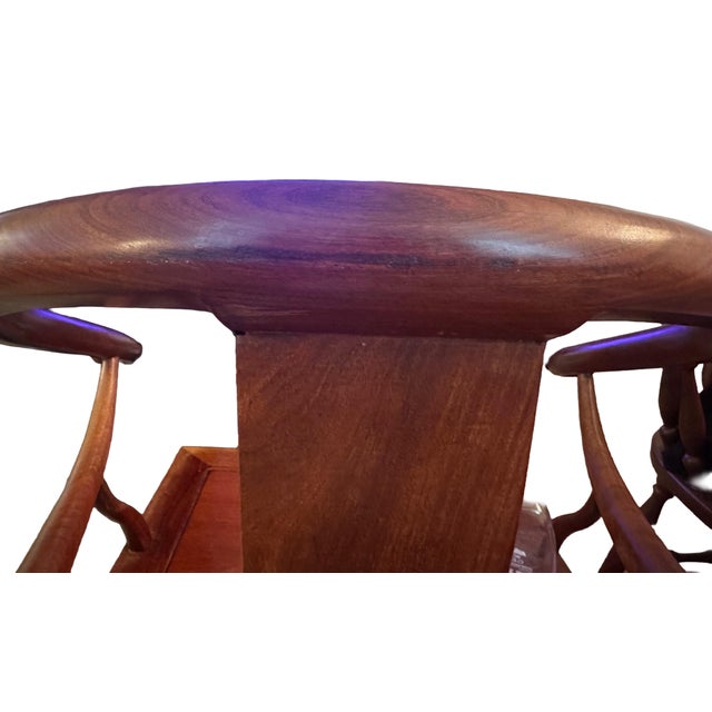 Wood Vintage Ming-Style Horseshoe Armchair in Premium Rosewood For Sale - Image 7 of 9