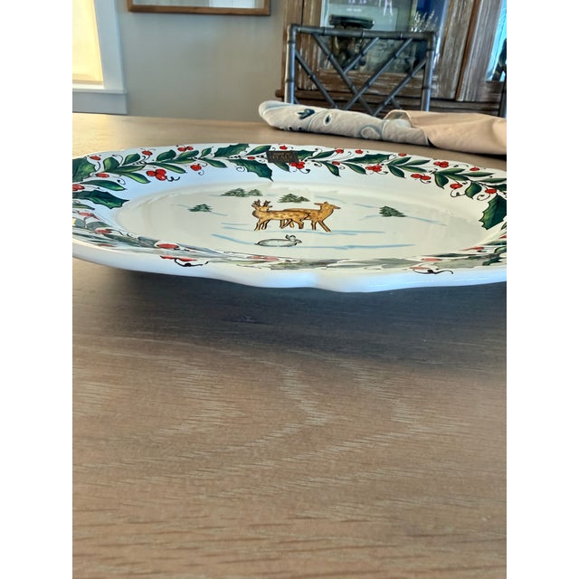 Deruta Italian Winter Scene Platter For Sale - Image 4 of 8