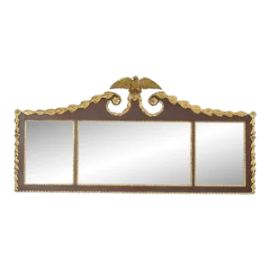 Antique Biggs Federal Parcel Gilt Mahogany Three Panel Overmantel Wall Mirror