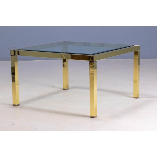 Brass and Glass Coffee Table, Europe, 1970s For Sale - Image 3 of 5