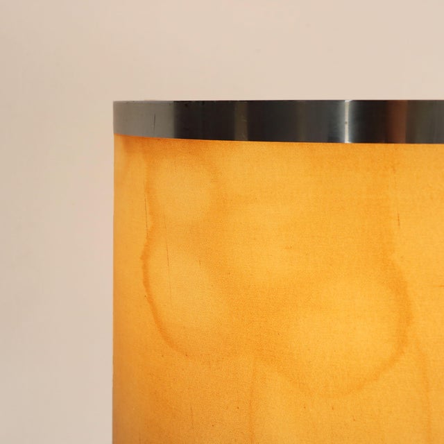 Mid-Century Modern Space Age Table Lamp in Chromed Metal with Amber Shade, 1970s For Sale - Image 3 of 5