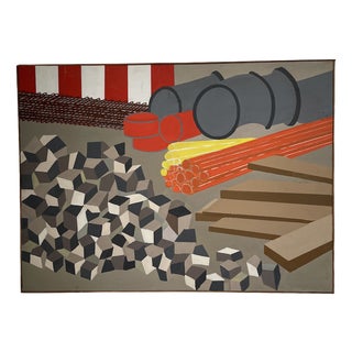 Abstract Construction Site, 1960s, Canvas Painting For Sale