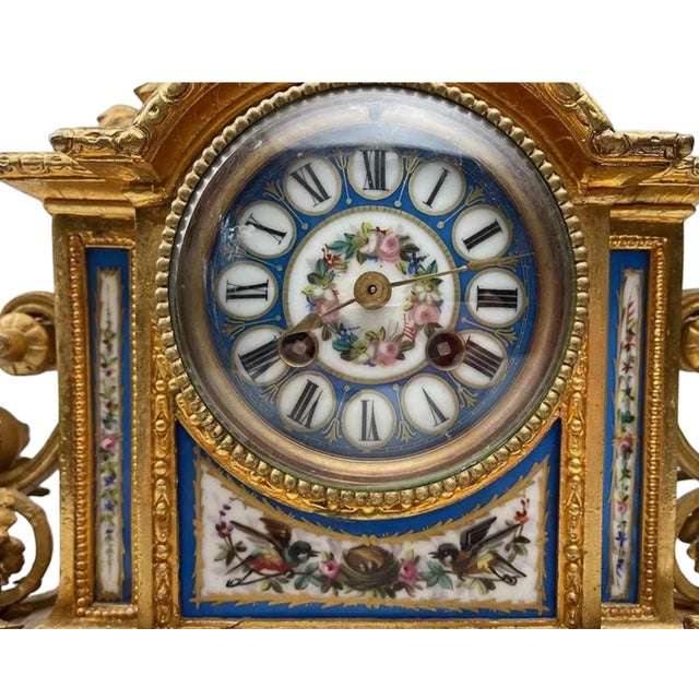 Antique French Japy Frères Ormolu & Sevres Style Porcelain Clock Garniture Set – True Masterpiece For Sale - Image 11 of 18
