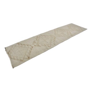 Vintage Turkish Off White Runner Rug For Sale