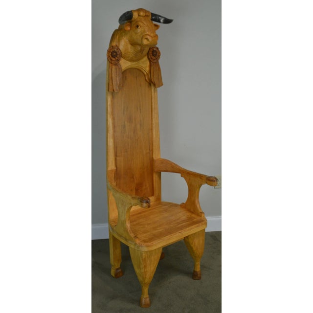 Hand Carved Bull Head With Horns Throne Chair Chairish
