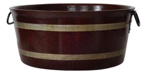 19th English Grain-Painted Wood Papier Mache Tub
