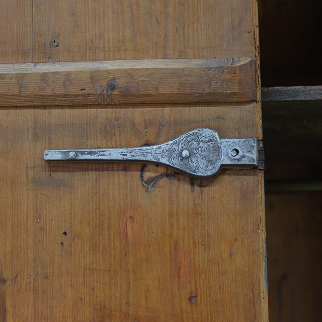 Rustic Farmhouse Folk Art Painted Bridal Cabinet 18th Century For Sale - Image 10 of 15