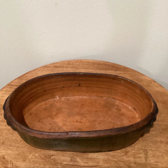 Antique French Glazed Terracotta Oval Baking/Cooking Vessel For Sale In Chicago - Image 6 of 12