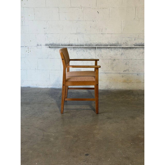 Brown Oak Armchair With Upholstered Seat Danish Mid-Century Modern Vintage For Sale - Image 8 of 10