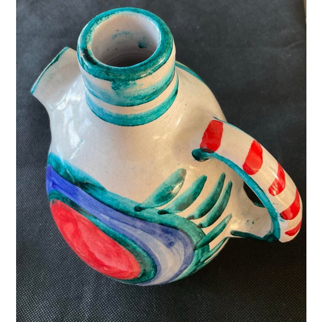 Hand Painted Italian Ceramic Wine Carafe by Desimone. Painted details in DeSimone's signature vibrant colors of yellow,...