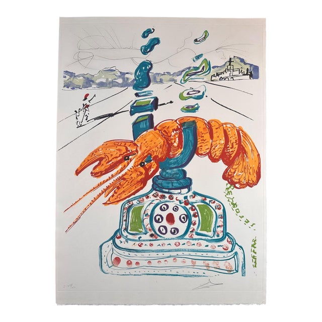 1970s Dali Imaginations & Objects Cybernetic Lobster Telephone H Sig/Num Surreal Art For Sale