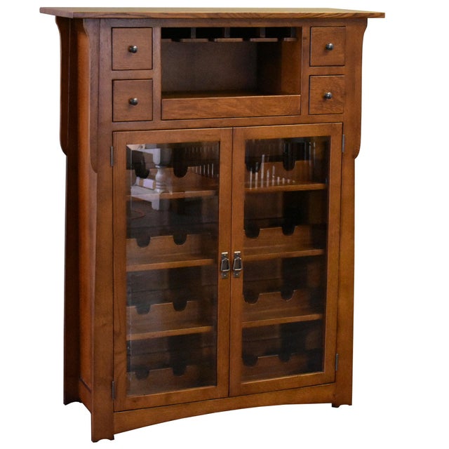 Mission / Arts and Crafts Quarter Sawn White Oak Wine Cabinet - 45" For Sale - Image 9 of 9