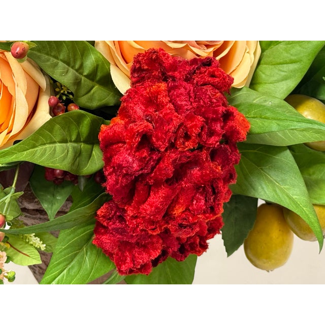 Plastic Classical Faux Rose + Fruit Floral Arrangement For Sale - Image 7 of 12