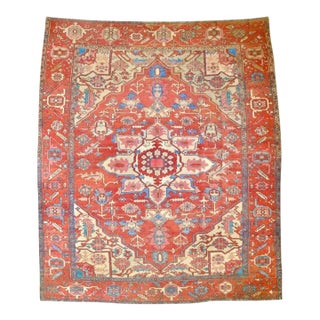Antique Persian Serapi Rug 10’4” X 12’0" For Sale