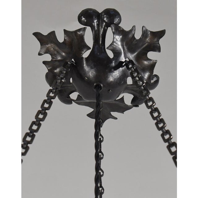 French Art Deco Pendant Light by Le Verre Francais Schneider - 1930 Chandelier France For Sale - Image 9 of 11