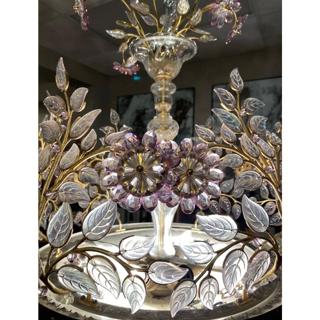 French Mid 20th Century ncredible 6-Light Midcentury French Chandelier After Maison Baguès, Paris For Sale - Image 3 of 18
