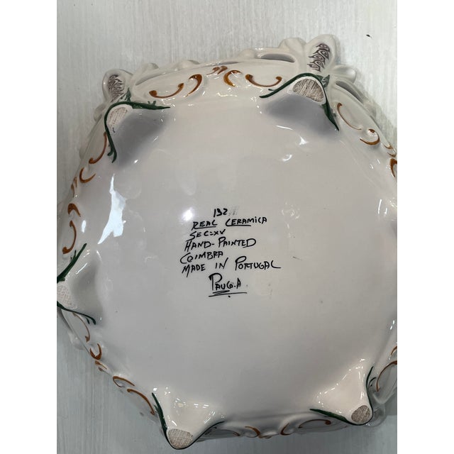 Coimbra Ceramic - Hand Painted Portuguese Fruit Basket 5 For Sale - Image 12 of 12