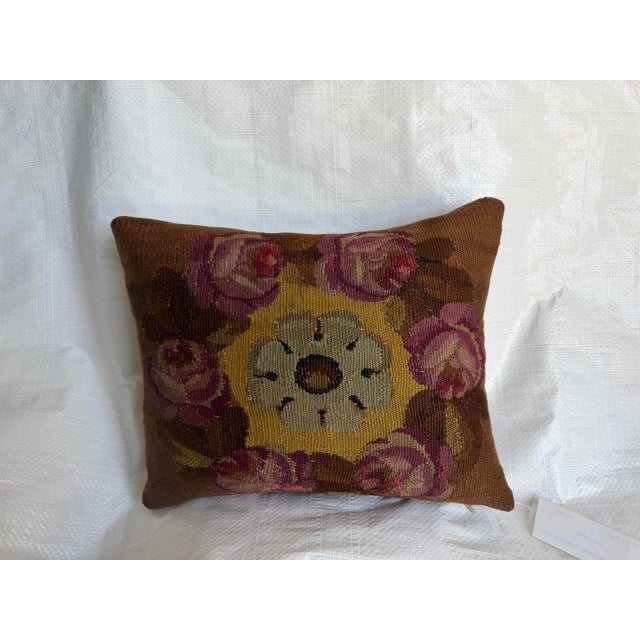 This exquisite decorative pillow has been handcrafted from an authentic 18th century French Aubusson tapestry fragment...
