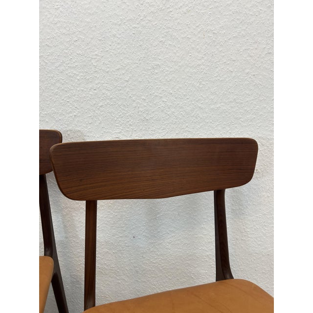 Leather and Teak Dining Chairs from Schiønning & Elgaard, 1960, Set of 4 For Sale - Image 6 of 7