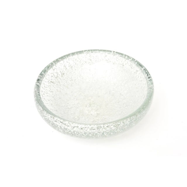 This vintage Italian Murano hand blown glass bowl has abundant silver foil aventurine throughout creating s silver look...