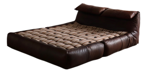 Le Bambole Bed in Buffalo Leather by Mario Bellini for B&B Italia, 1970s
