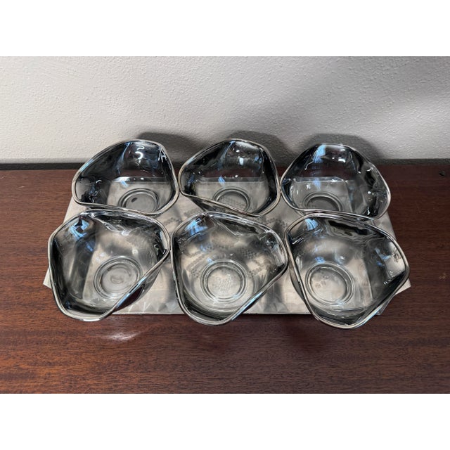 Mid 20th Century Mid 20th Century Dorothy Thorpe Silver Rimmed Mid-Century Nut / Chip Bowls- Set of 6 For Sale - Image 5 of 7