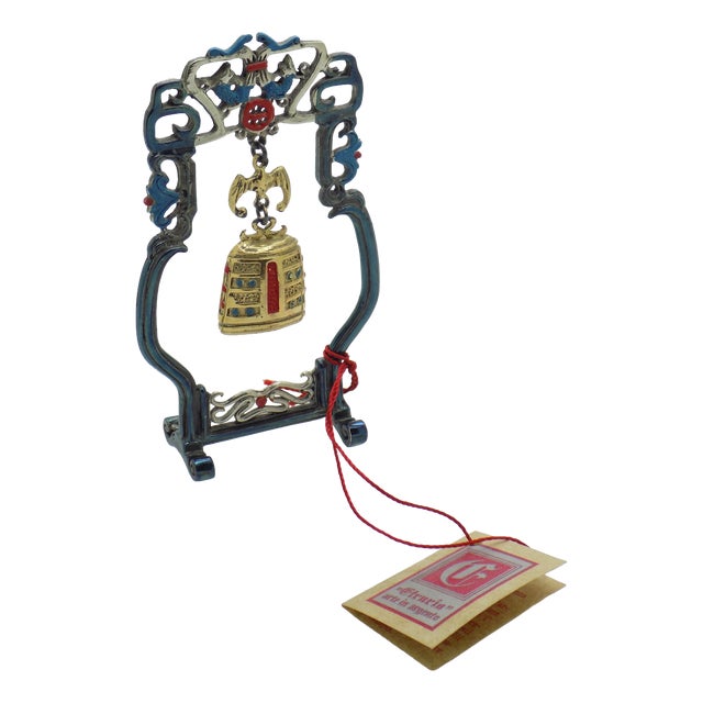 Vintage Italian Silver 800 Chinese Ritual Bell on Stand by Etruria, Florence 1980s For Sale