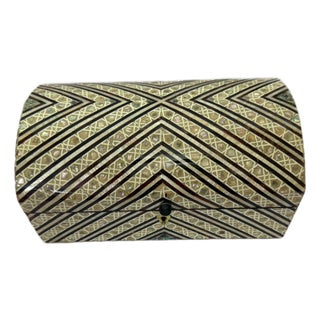 Handmade Shell Inlay Jewelry Box – Egyptian Geometric Design For Sale