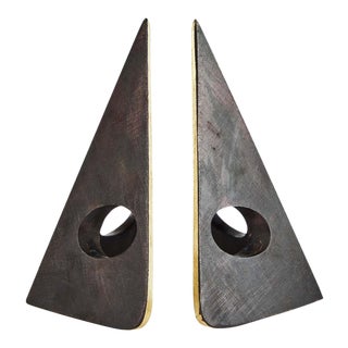 Carl Auböck Model #4100 Patinated Brass Bookends - a Pair For Sale