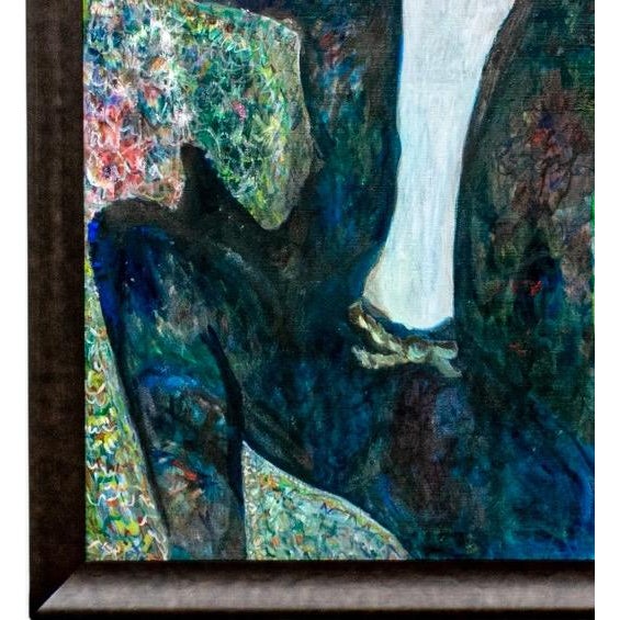 Green Large Scale Vintage Expressionist Oil on Canvas Singing Man Portrait Painting For Sale - Image 8 of 13