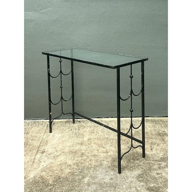 Vintage Iron and Glass Console Table For Sale - Image 9 of 12