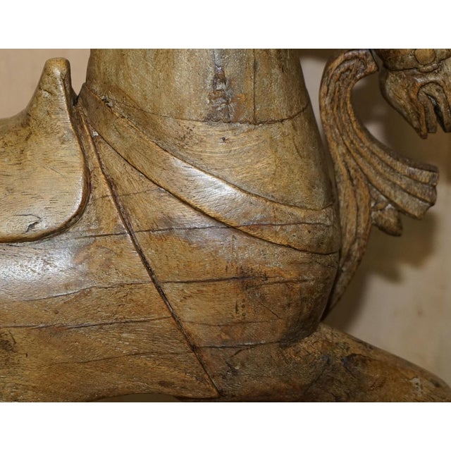 Late 19th Century Decorative Hand Carved Wooden Statues of Horses, 1880, Set of 2 For Sale - Image 5 of 18