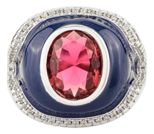 Cocktail Ring in Oval Cut Pink Tourmaline for Girlfriend- Size 7