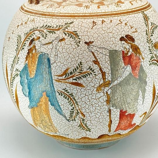Ancient Greek Museum Reproduction Vase (12-Inch, Crackle Glaze, Uogc #47, Vessel, Hand-Made, Vintage, Late 20th Century Replica) For Sale In Philadelphia - Image 6 of 18