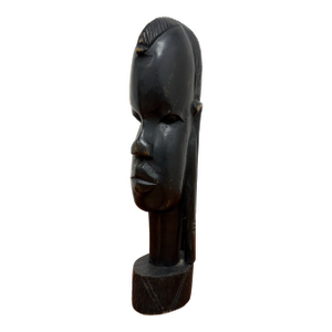 African Hand Carved Wood Head Sculpture