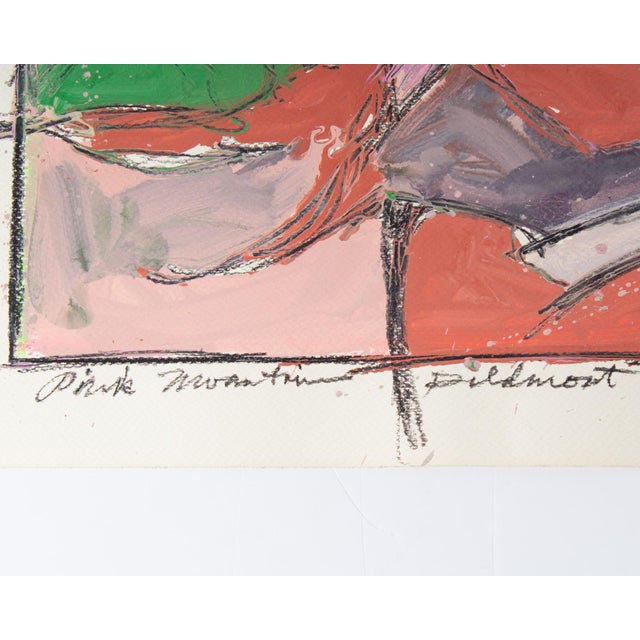 1980s 1985 “Pink Mountain, Piedmont” Abstract Acrylic Landscape Painting by Harry Hilson For Sale - Image 5 of 7