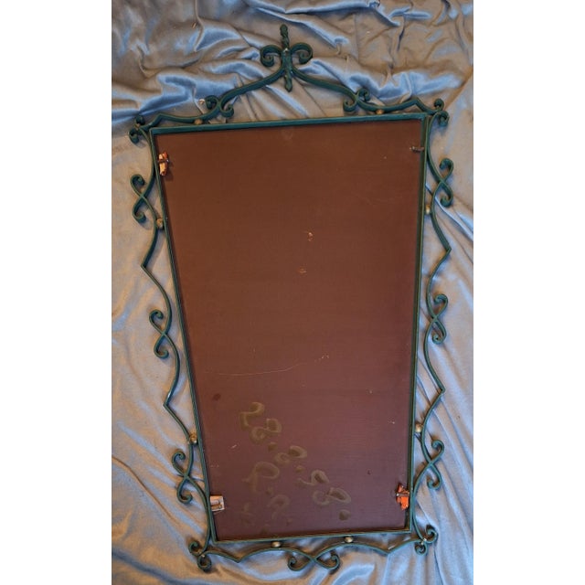 1950s Mid-Century Modern Wall Mirror with Green Lacquered Metal Frame, 1958 For Sale - Image 5 of 7
