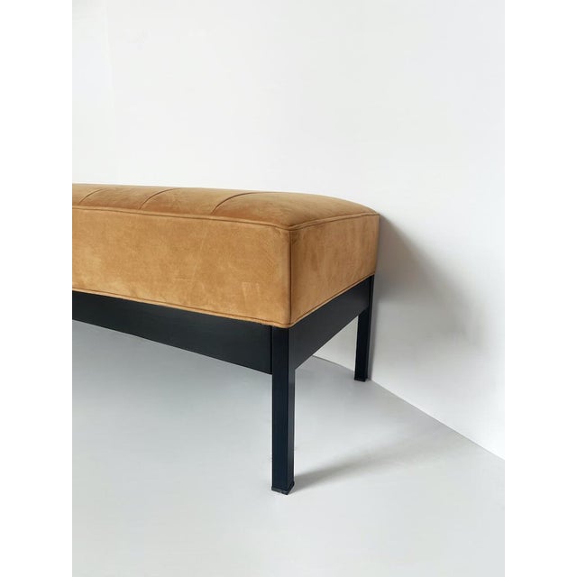 Cognac-Colored Alcantara Bench, 1980s For Sale - Image 4 of 8