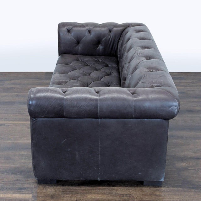 Traditional Restoration Hardware Chesterfield 3-Seat Tufted Leather Sofa For Sale - Image 3 of 9