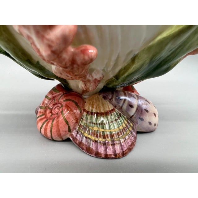 Fitz and Floyd Oceania Creamer & Sugar Bowl – Seashell & Seaweed Ceramic Set of 2 For Sale - Image 12 of 13