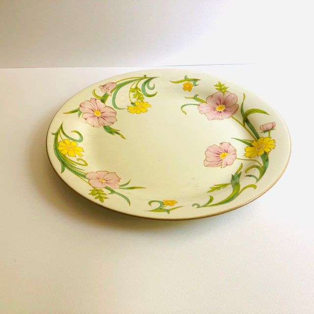 Vintage floral design serving platter 12.5” D, makers mark reads “ Mikasa Celadon Glaze Winsome DH 404 Japan” Dishwasher...