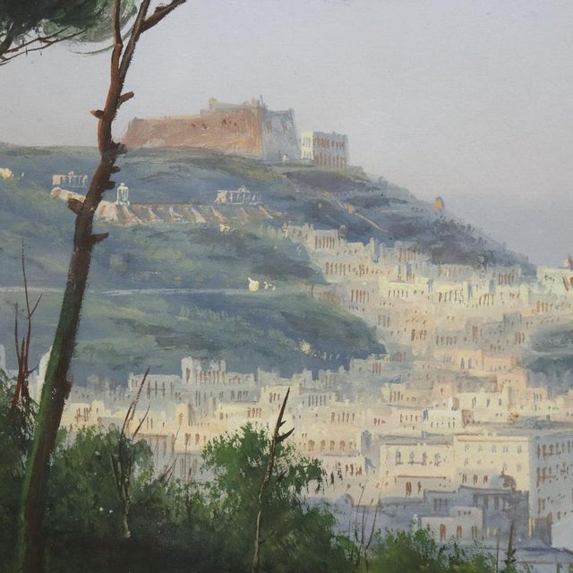 View of Naples, Gouache on Cardboard, Framed For Sale - Image 5 of 12