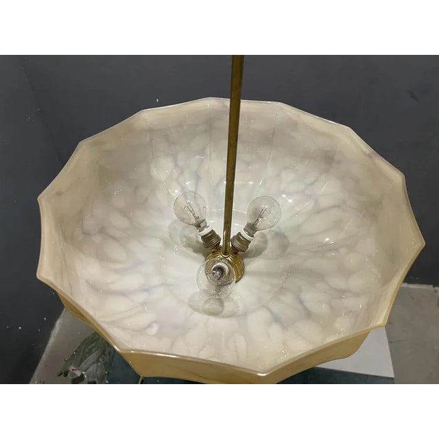 Opaline Glass Pendant Light, 1940s, in Very Good conditions. Designed 1920 to 1949 Up to 250V (Europe/UK Standard).The...
