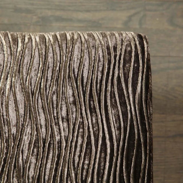 Mid-Century Modern X-Form Stools in Gauffraged Smoked Bronze Velvet - A Pair For Sale - Image 11 of 12