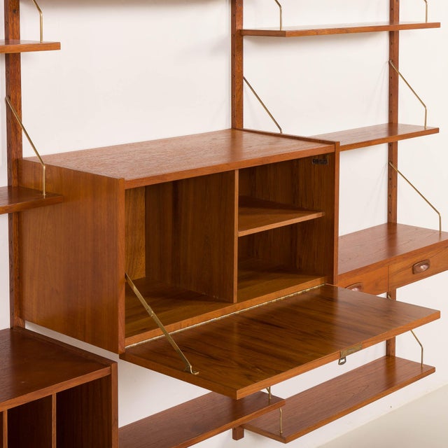 Brown PS System Shelving Unit with Vinyl Records Cabinet from Preben Sorensen, Randers, Denmark, 1960s For Sale - Image 8 of 18