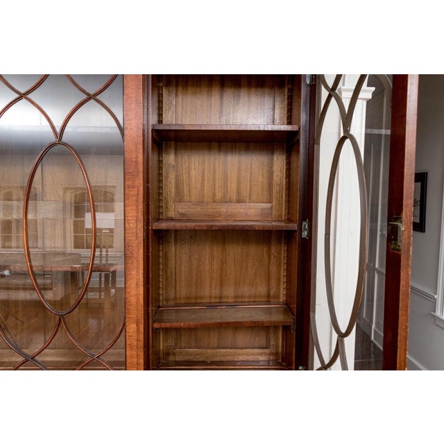 Antique Georgian Style Burl Wood Breakfront Cabinet For Sale - Image 10 of 14