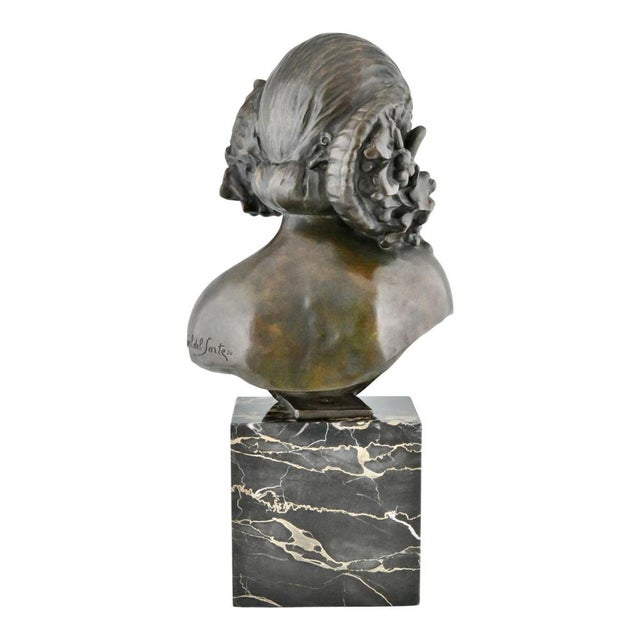 Maxime Real Del Sarte, Art Deco The Fauness Bust, 1921, Bronze on Marble Base For Sale - Image 6 of 10