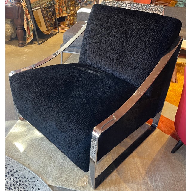Custom Designed Chair in Polished Nickel With Plush Custom Upholstery For Sale - Image 11 of 11